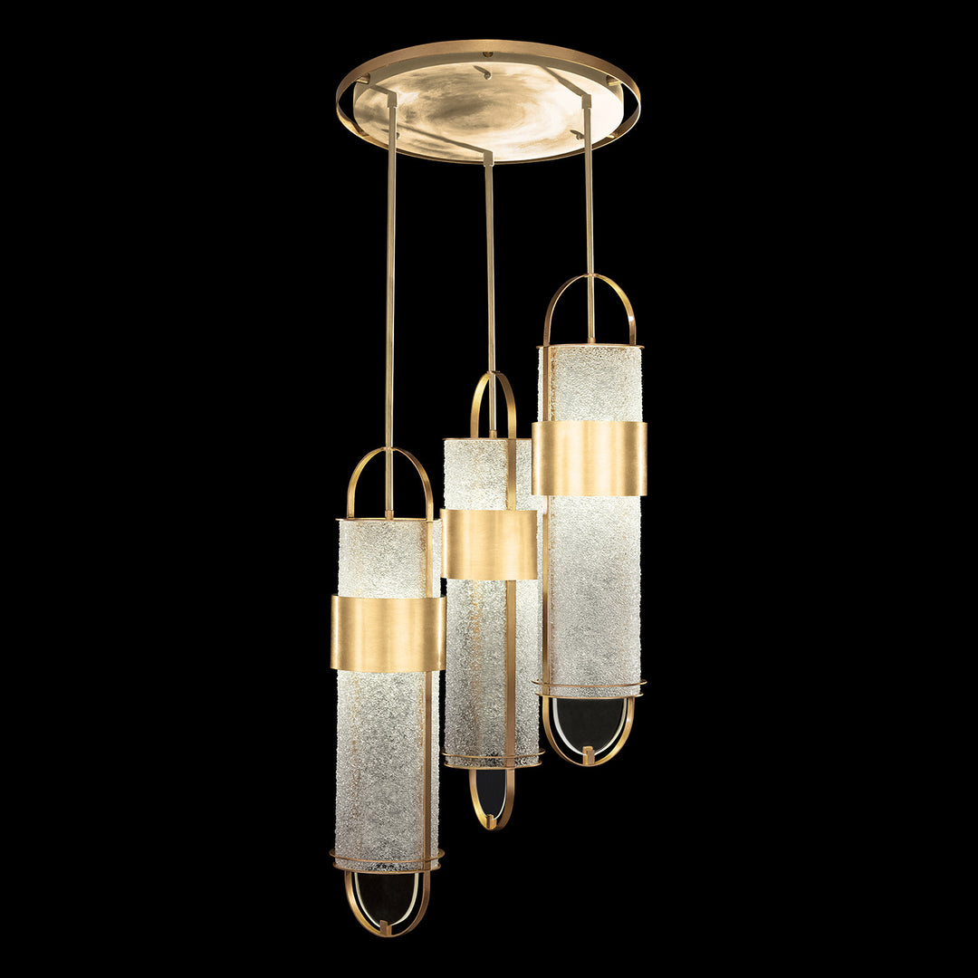 Fine Art Handcrafted Lighting Bond 23.5"W Round Pendant in Standard Gold Leaf, Diamond Blanket (925340-31ST)