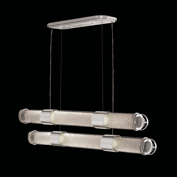 Fine Art Handcrafted Lighting Bond 60"W Linear Pendant 926240 in Standard Silver Leaf, Diamond Blanket (926240-41ST)