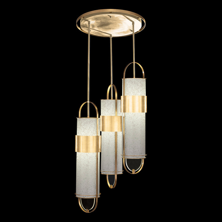 Fine Art Handcrafted Lighting Bond 23.5"W Round Pendant in Standard Gold Leaf, Bahama Sand (925340-32ST)