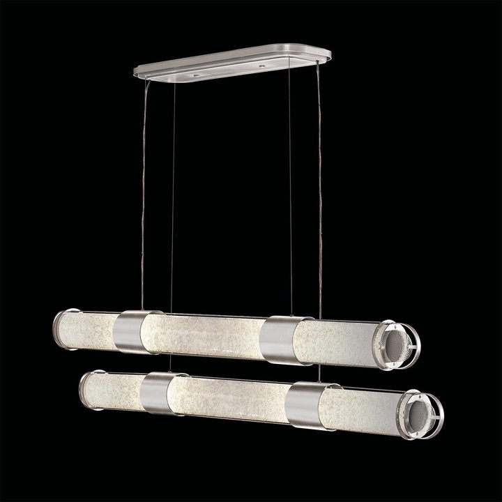 Fine Art Handcrafted Lighting Bond 60"W Linear Pendant 926240 in Standard Silver Leaf, Bahama Sand (926240-42ST)