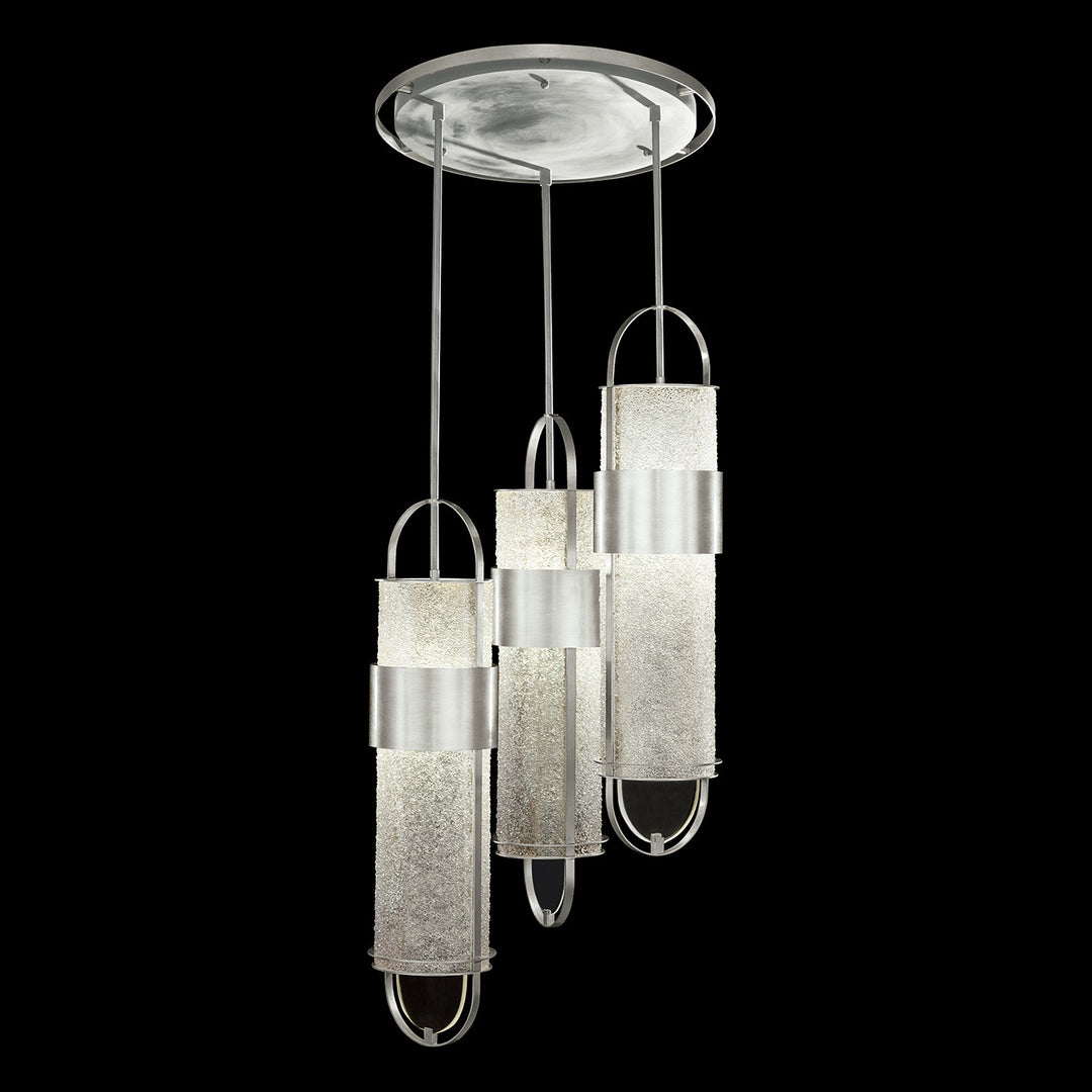 Fine Art Handcrafted Lighting Bond 23.5"W Round Pendant in Standard Silver Leaf, Diamond Blanket (925340-41ST)