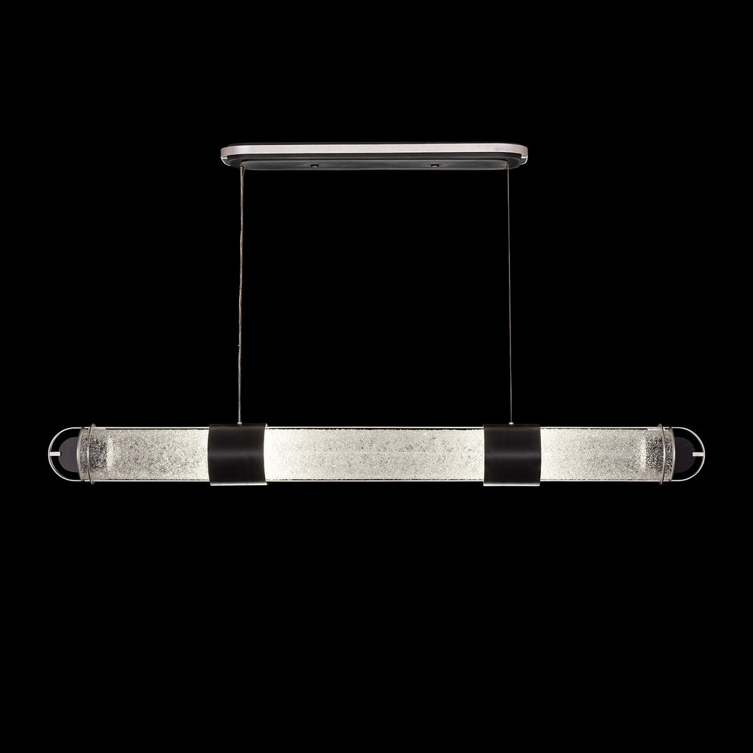 Fine Art Handcrafted Lighting Bond 60"W Linear Pendant 926040 in Standard Black Iron with Standard Silver Leaf, Diamond Blanket (926040-11ST)