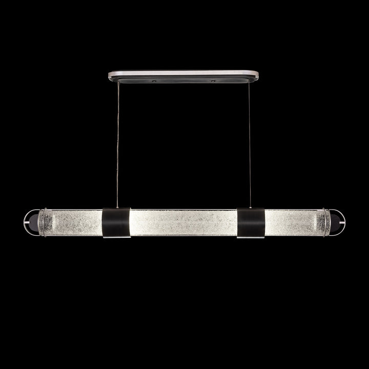 Fine Art Handcrafted Lighting Bond 60"W Linear Pendant 926040 in Standard Black Iron with Standard Silver Leaf, Diamond Blanket (926040-11ST)