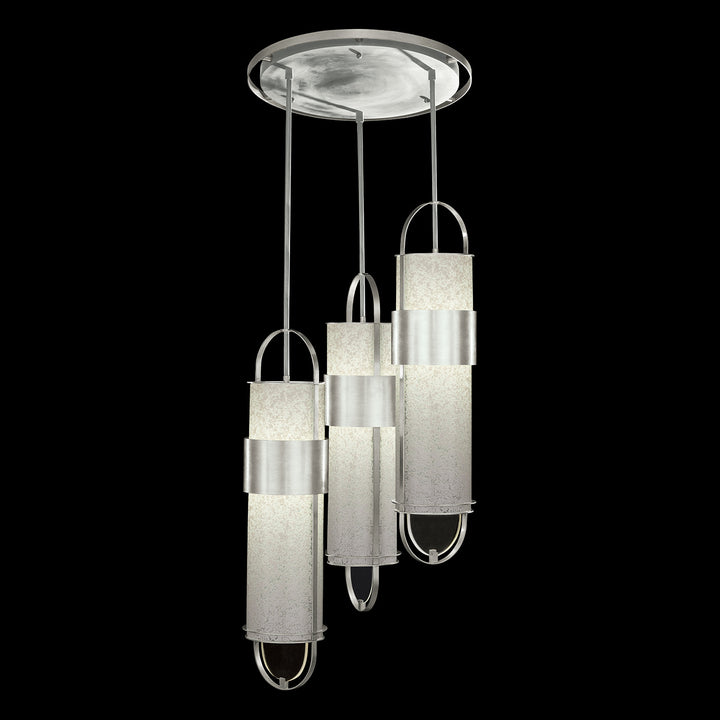 Fine Art Handcrafted Lighting Bond 23.5"W Round Pendant in Standard Silver Leaf, Bahama Sand (925340-42ST)