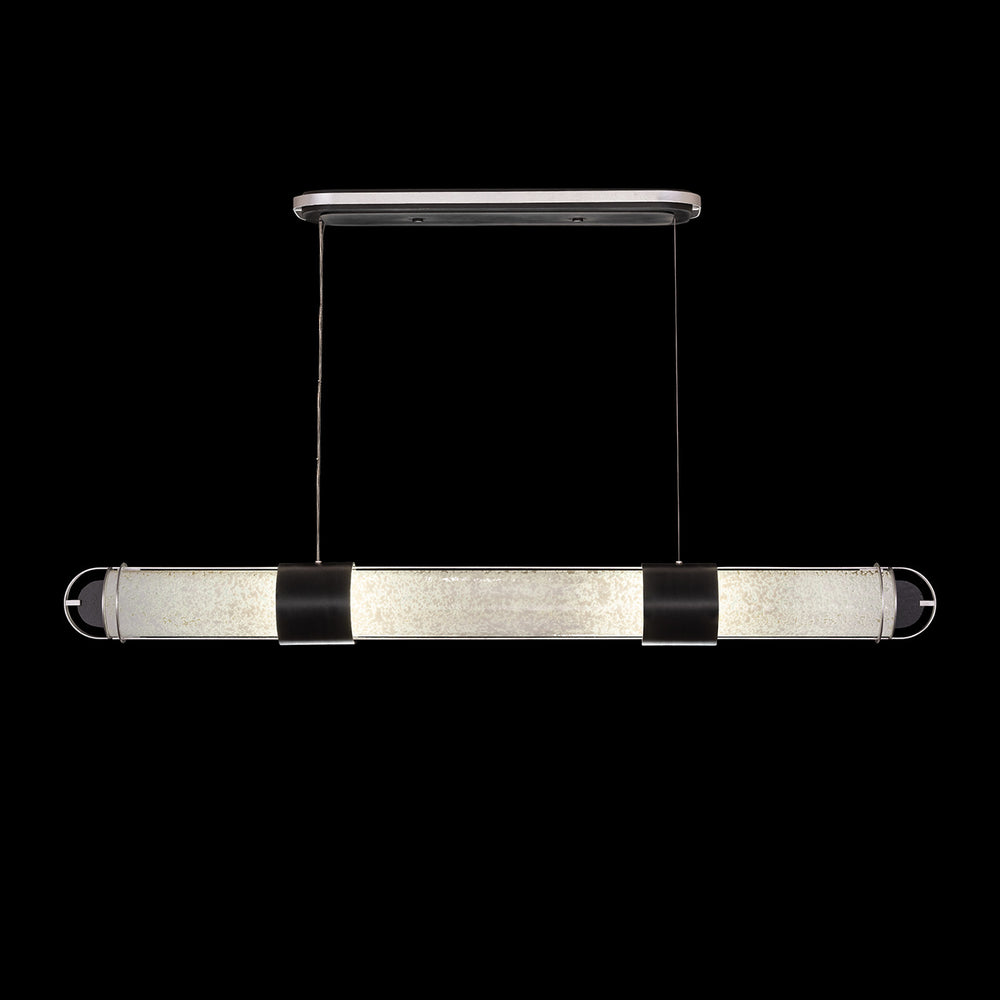 Fine Art Handcrafted Lighting Bond 60"W Linear Pendant 926040 in Standard Black Iron with Standard Silver Leaf, Bahama Sand (926040-12ST)