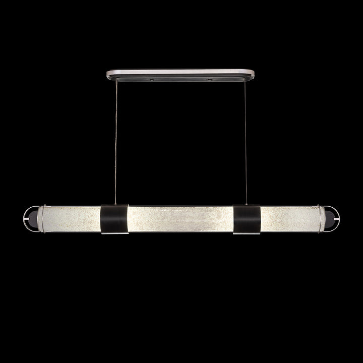 Fine Art Handcrafted Lighting Bond 60"W Linear Pendant 926040 in Standard Black Iron with Standard Silver Leaf, Bahama Sand (926040-12ST)