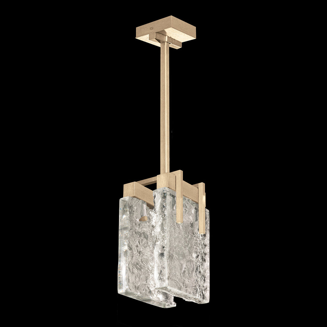 Fine Art Handcrafted Lighting Terra 7.75"W Rectangular Pendant 930240 in Standard Soft Gold Leaf, Clear (930240-31ST)