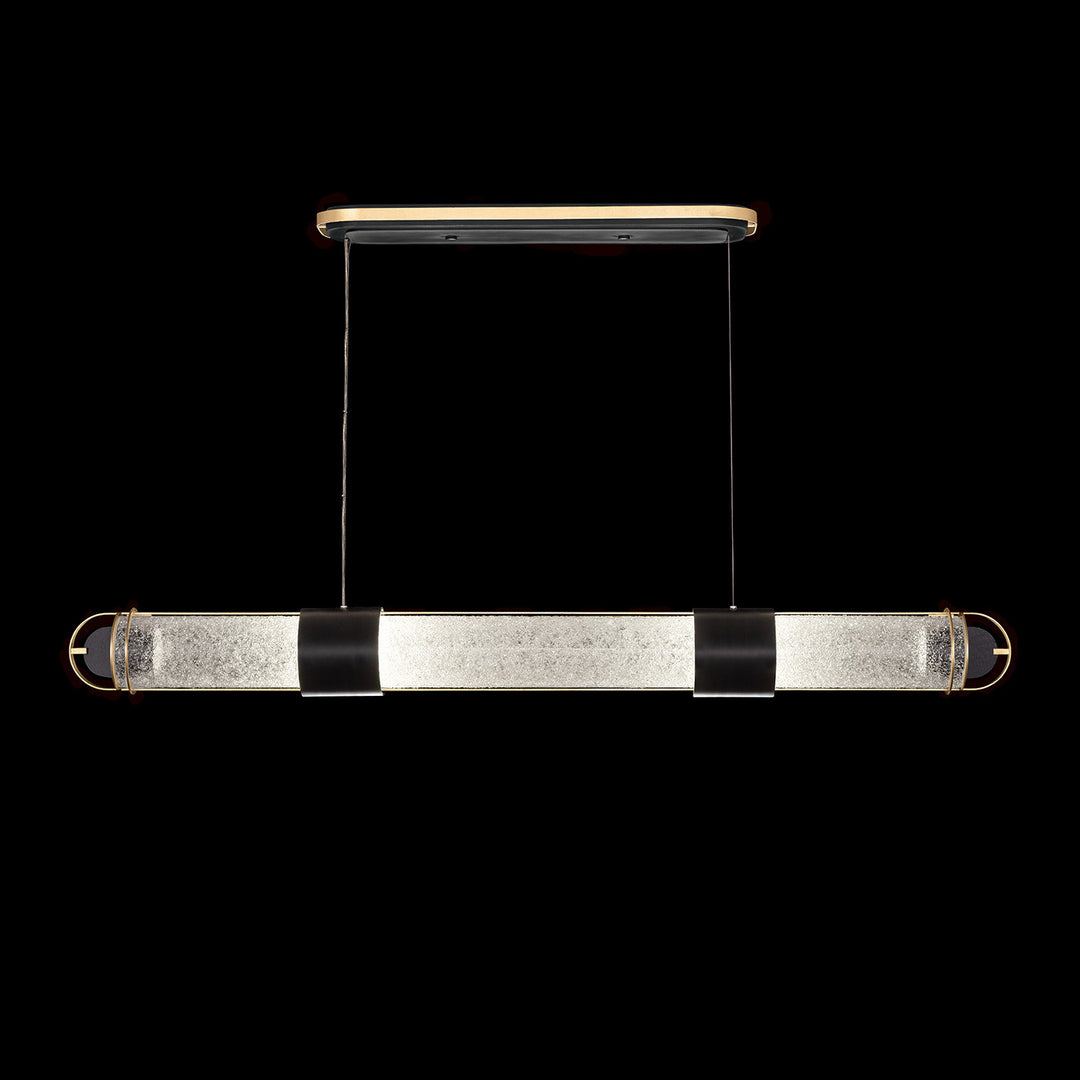 Fine Art Handcrafted Lighting Bond 60"W Linear Pendant 926040 in Standard Black Iron with Gold Leaf, Diamond Blanket (926040-21ST)