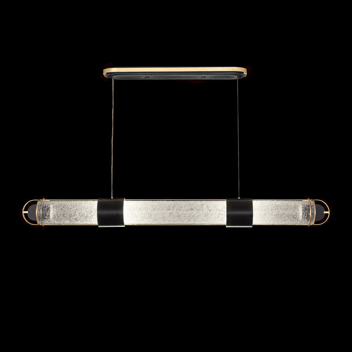 Fine Art Handcrafted Lighting Bond 60"W Linear Pendant 926040 in Standard Black Iron with Gold Leaf, Diamond Blanket (926040-21ST)