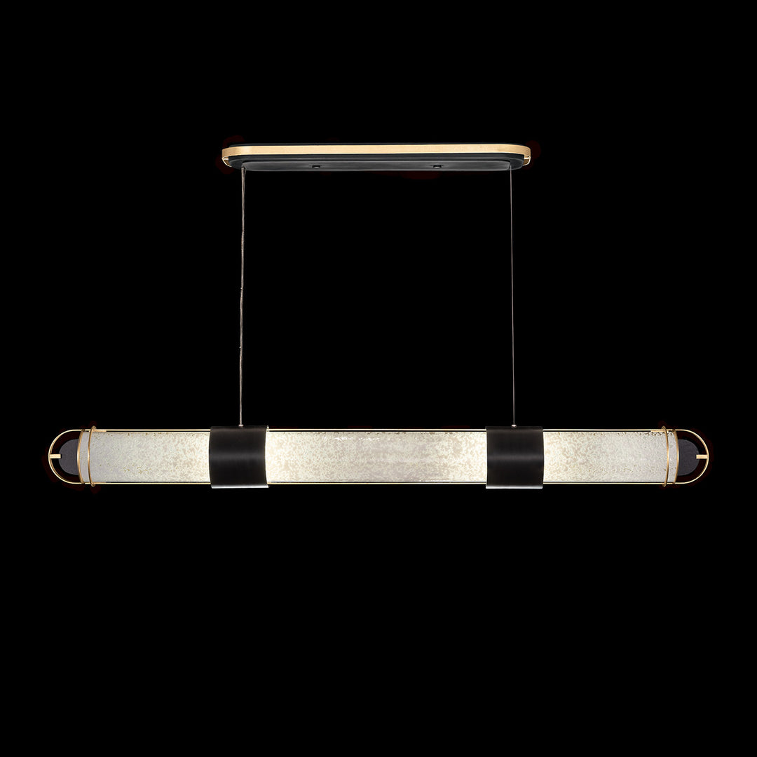 Fine Art Handcrafted Lighting Bond 60"W Linear Pendant 926040 in Standard Black Iron with Gold Leaf, Bahama Sand (926040-22ST)