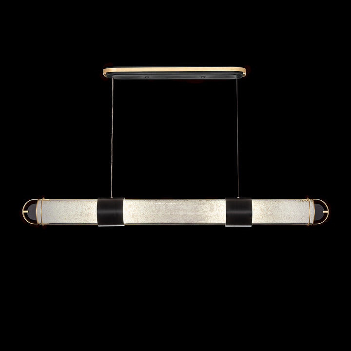 Fine Art Handcrafted Lighting Bond 60"W Linear Pendant 926040 in Standard Black Iron with Gold Leaf, Bahama Sand (926040-22ST)
