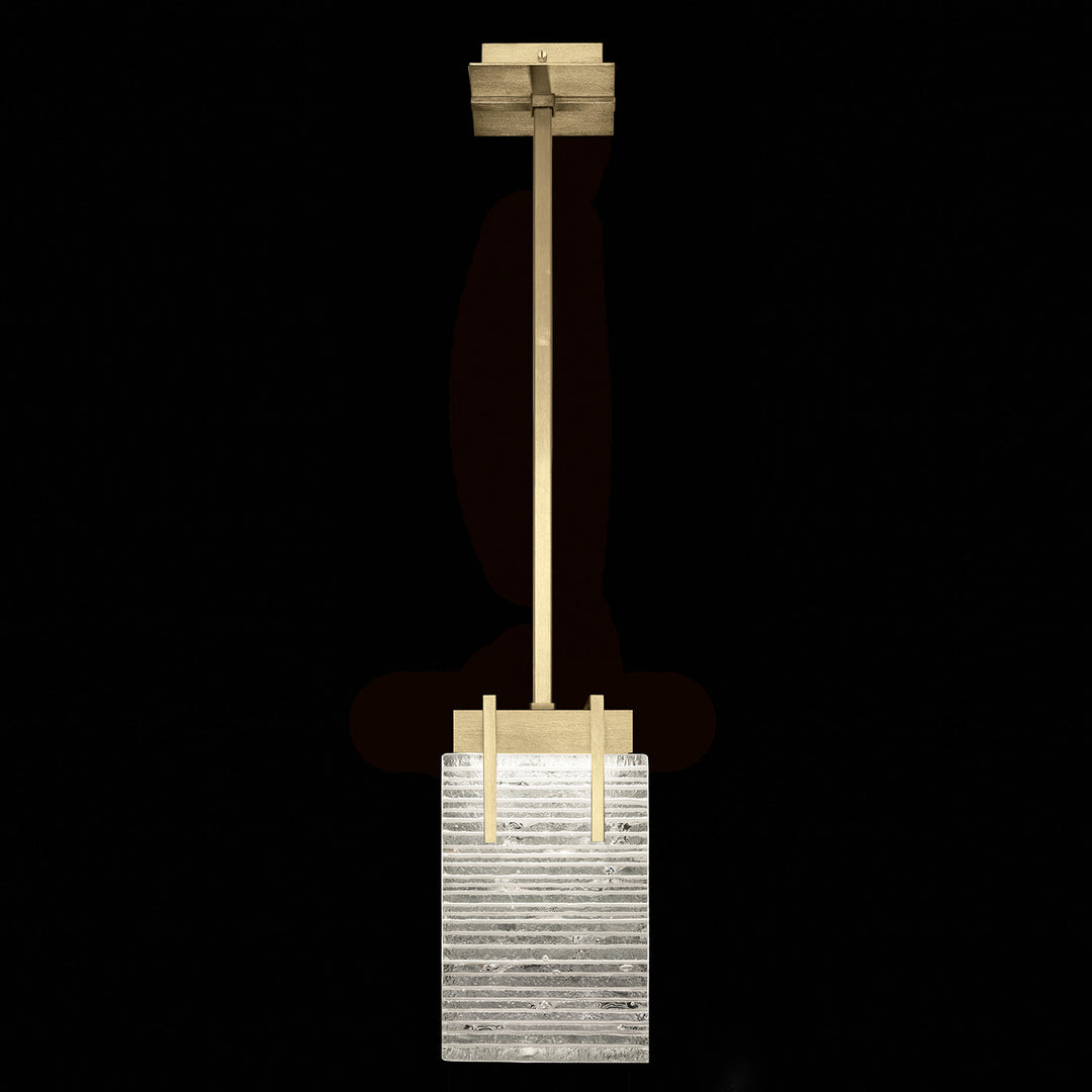 Fine Art Handcrafted Lighting Terra 7.75"W Rectangular Pendant 930240 in Standard Soft Gold Leaf, Rake Clear (930240-35ST)