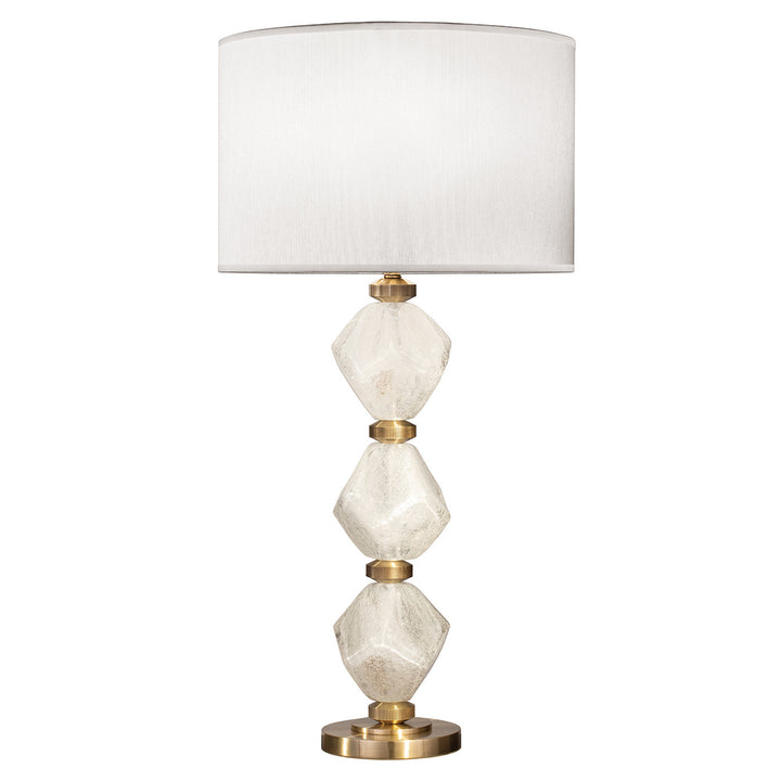 Fine Art Handcrafted Lighting Natural Inspirations 30.5"H Table Lamp in Clear Quartz Blown Glass w/White Shade (900010-86ST)