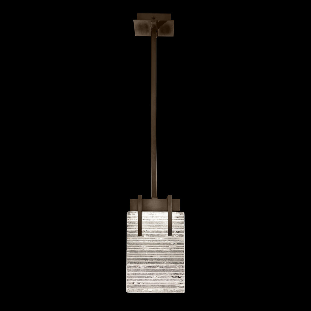 Fine Art Handcrafted Lighting Terra 7.75"W Rectangular Pendant 930240 in Bronze, Rake Clear (930240-45ST)