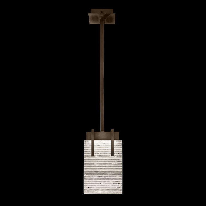 Fine Art Handcrafted Lighting Terra 7.75"W Rectangular Pendant 930240 in Bronze, Rake Clear (930240-45ST)