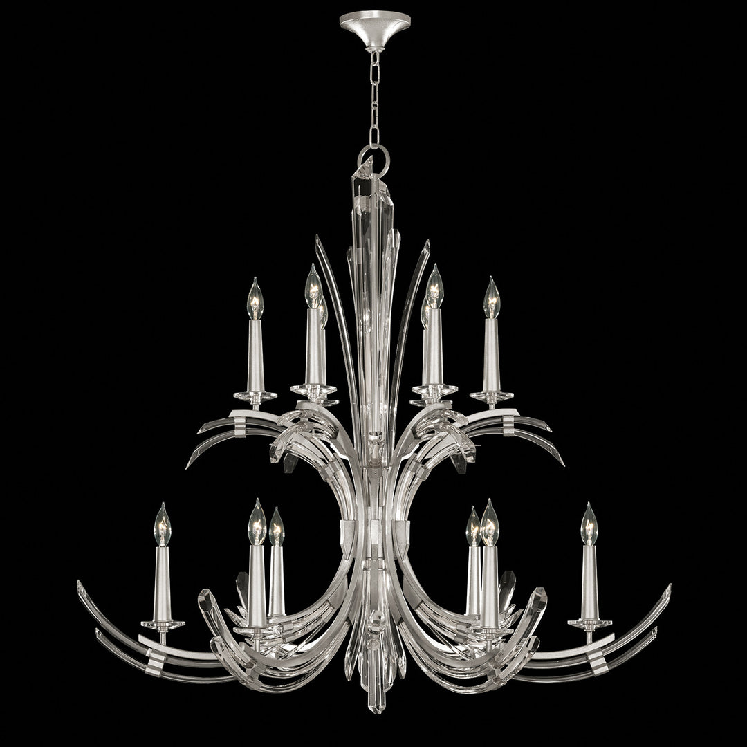 Fine Art Handcrafted Lighting Trevi 42"W Round Chandelier in Standard Silver Leaf (781640-1ST)