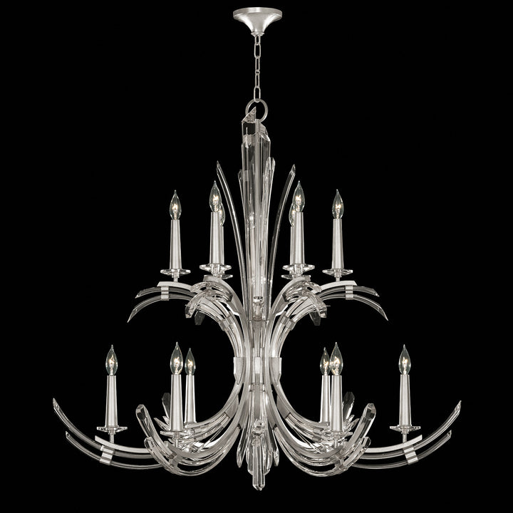 Fine Art Handcrafted Lighting Trevi 42"W Round Chandelier in Standard Silver Leaf (781640-1ST)