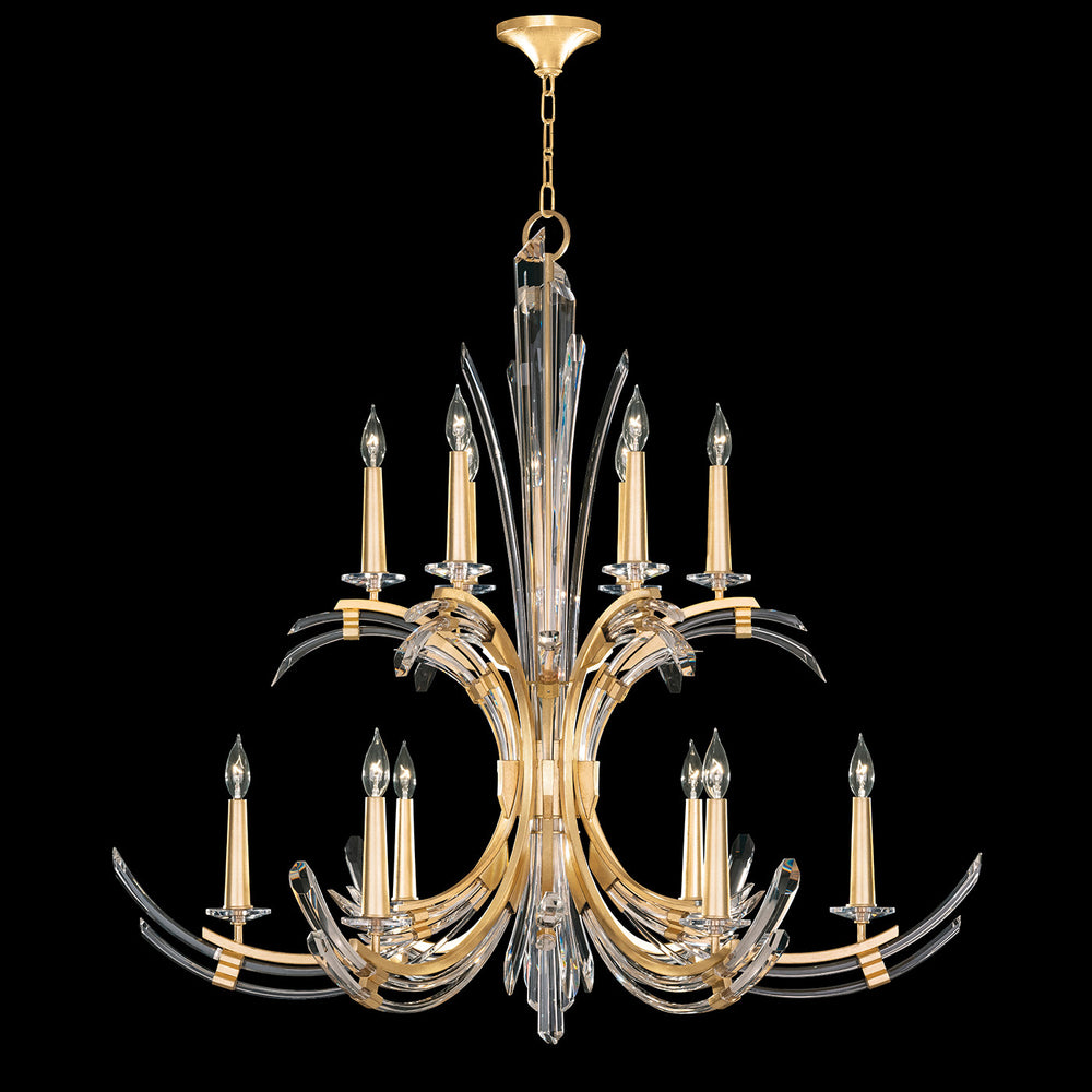 Fine Art Handcrafted Lighting Trevi 42"W Round Chandelier in Standard Gold Leaf (781640-2ST)