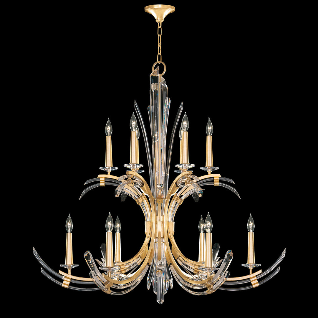 Fine Art Handcrafted Lighting Trevi 42"W Round Chandelier in Standard Gold Leaf (781640-2ST)