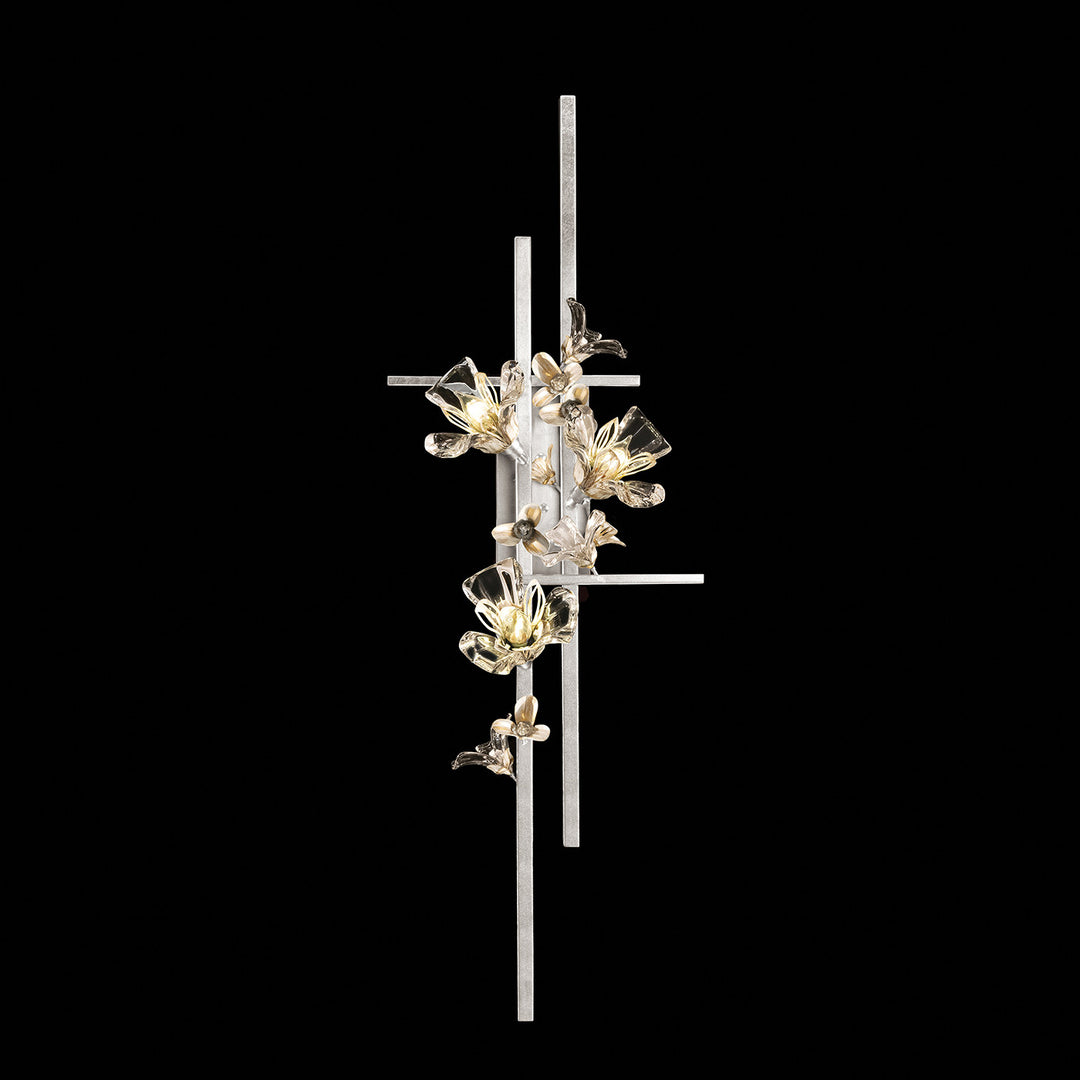 Fine Art Handcrafted Lighting Azu 44"H RSF Sconce in Silver Leaf with White and Gold Details (919350-1ST)