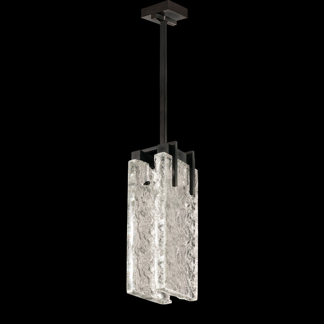 Fine Art Handcrafted Lighting Terra 7.75"W Rectangular Pendant 931040 in Standard Black Iron, Clear Glass (931040-11ST)