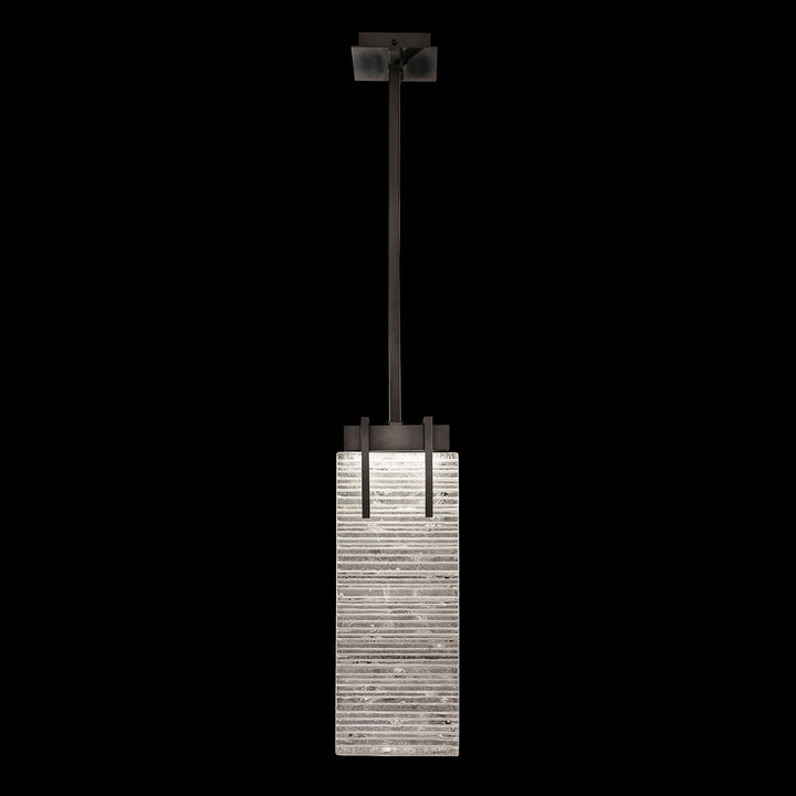 Fine Art Handcrafted Lighting Terra 7.75"W Rectangular Pendant 931040 in Standard Black Iron, Rake Clear (931040-15ST)