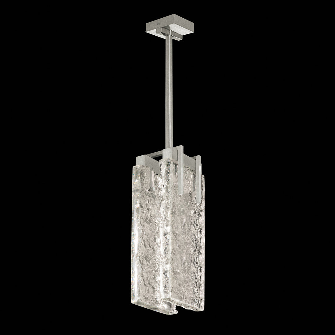 Fine Art Handcrafted Lighting Terra 7.75"W Rectangular Pendant 931040 in Standard Silver Leaf, Clear Glass (931040-21ST)