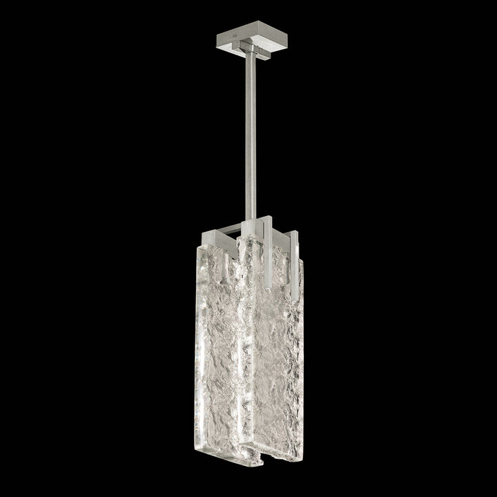 Fine Art Handcrafted Lighting Terra 7.75"W Rectangular Pendant 931040 in Standard Silver Leaf, Clear Glass (931040-21ST)