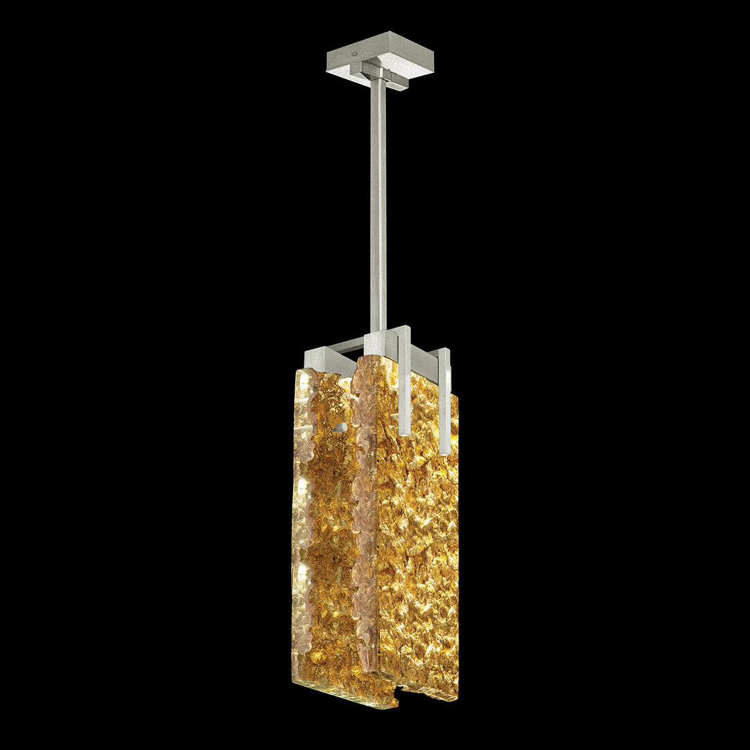 Fine Art Handcrafted Lighting Terra 7.75"W Rectangular Pendant 931040 in Standard Silver Leaf, Gold Leaf (931040-22ST)