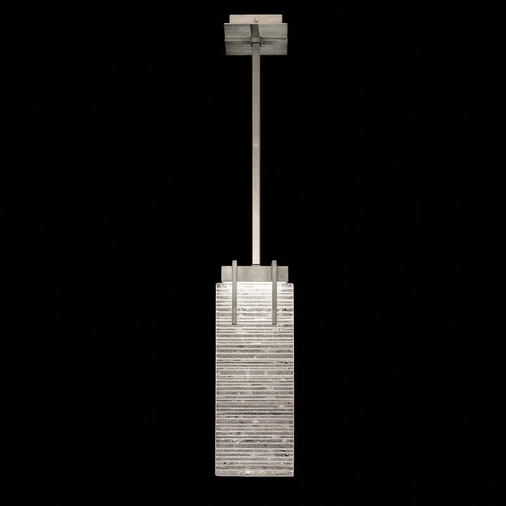 Fine Art Handcrafted Lighting Terra 7.75"W Rectangular Pendant 931040 in Standard Silver Leaf, Rake Clear (931040-25ST)