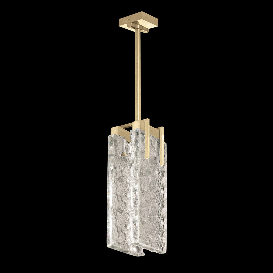 Fine Art Handcrafted Lighting Terra 7.75"W Rectangular Pendant 931040 in Standard Soft Gold Leaf, Clear Glass (931040-31ST)