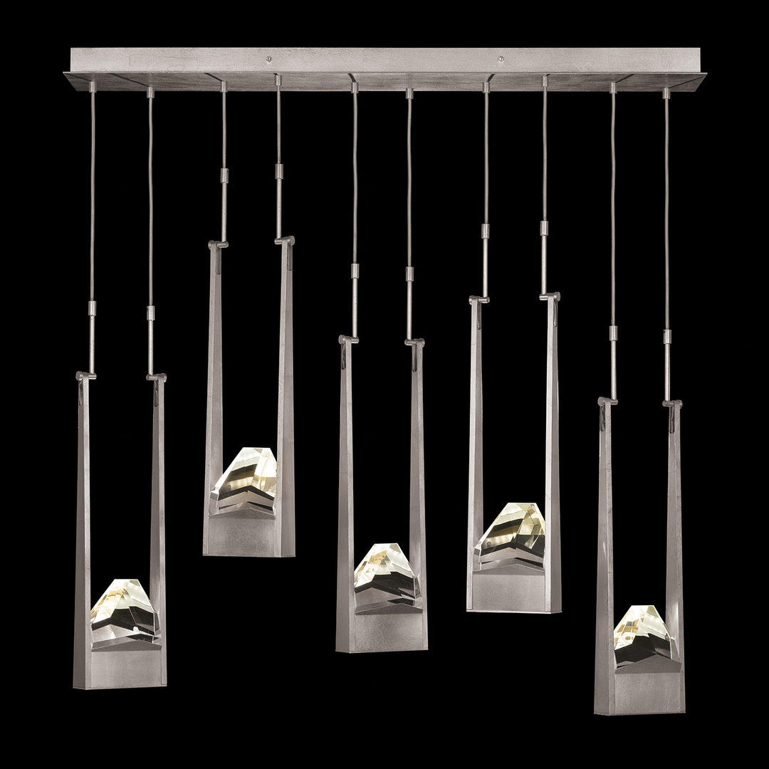 Fine Art Handcrafted Lighting Strata 50"W Linear Pendant in Standard Silver Leaf (932140-1ST)