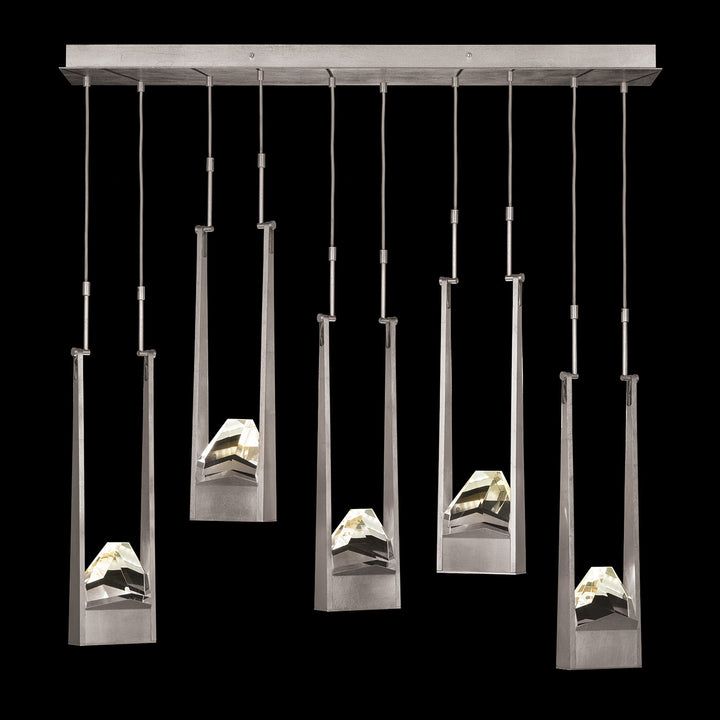 Fine Art Handcrafted Lighting Strata 50"W Linear Pendant in Standard Silver Leaf (932140-1ST)