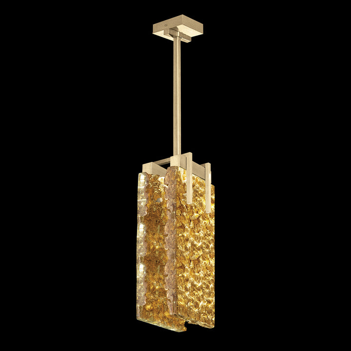 Fine Art Handcrafted Lighting Terra 7.75"W Rectangular Pendant 931040 in Standard Soft Gold Leaf, Gold Leaf (931040-32ST)