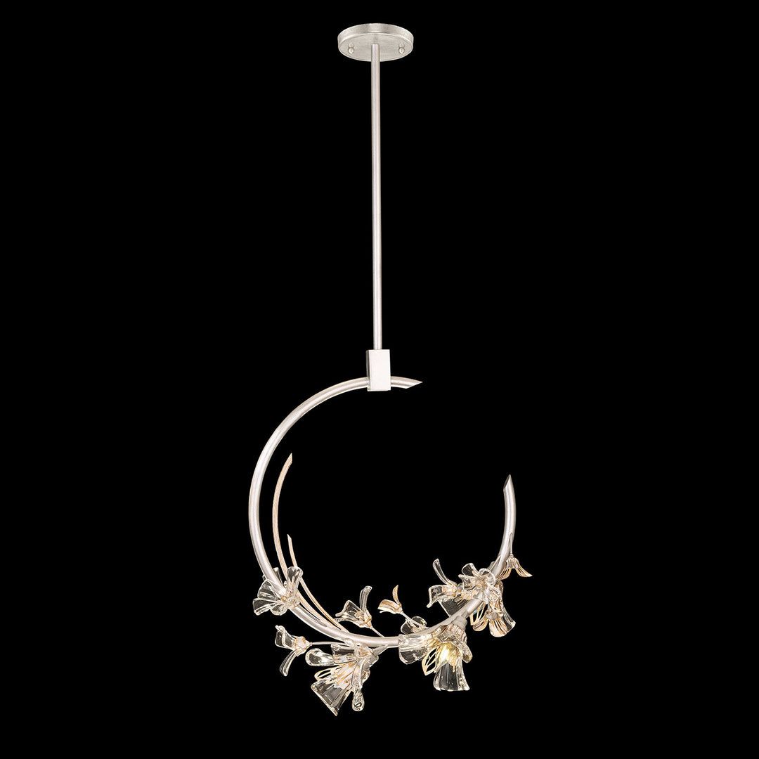 Fine Art Handcrafted Lighting Azu 19"W Linear Pendant 918140 in Silver Leaf with White and Gold Details (918140-1ST)