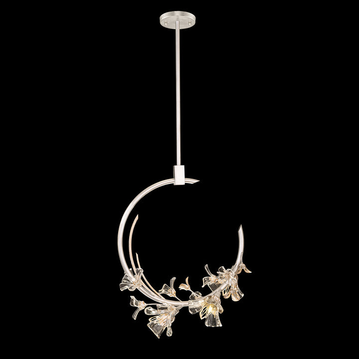 Fine Art Handcrafted Lighting Azu 19"W Linear Pendant 918140 in Silver Leaf with White and Gold Details (918140-1ST)
