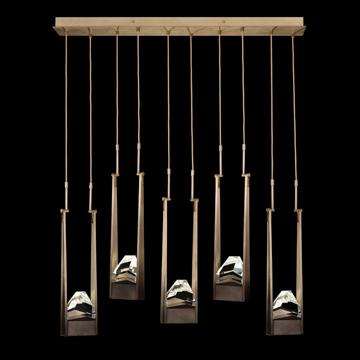 Fine Art Handcrafted Lighting Strata 50"W Linear Pendant in Soft Ombre Bronze (932140-3ST)