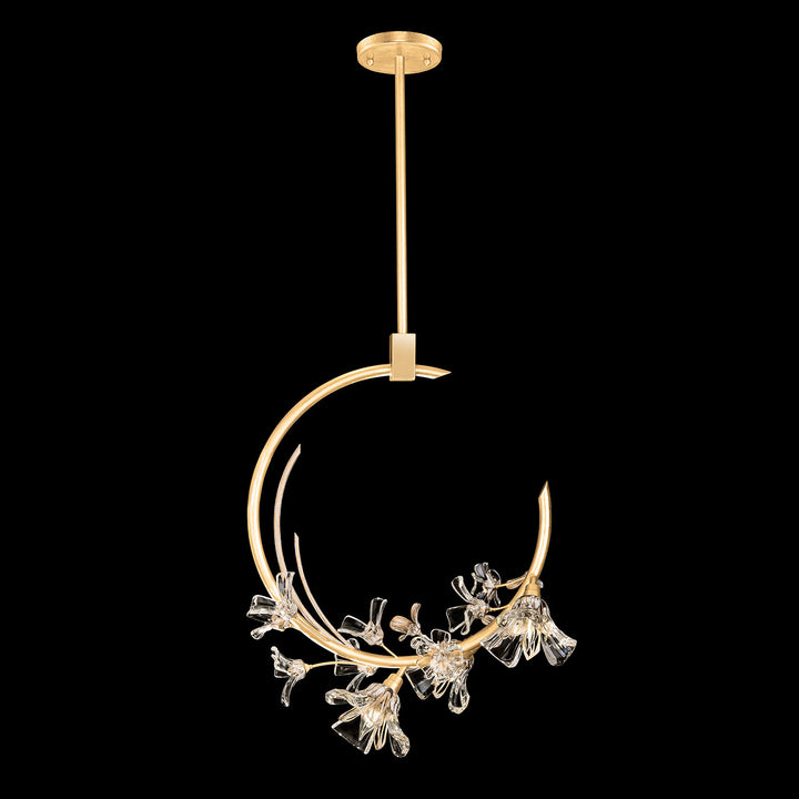 Fine Art Handcrafted Lighting Azu 19"W Linear Pendant 918140 in Gold Leaf with White and Gold Details (918140-2ST)