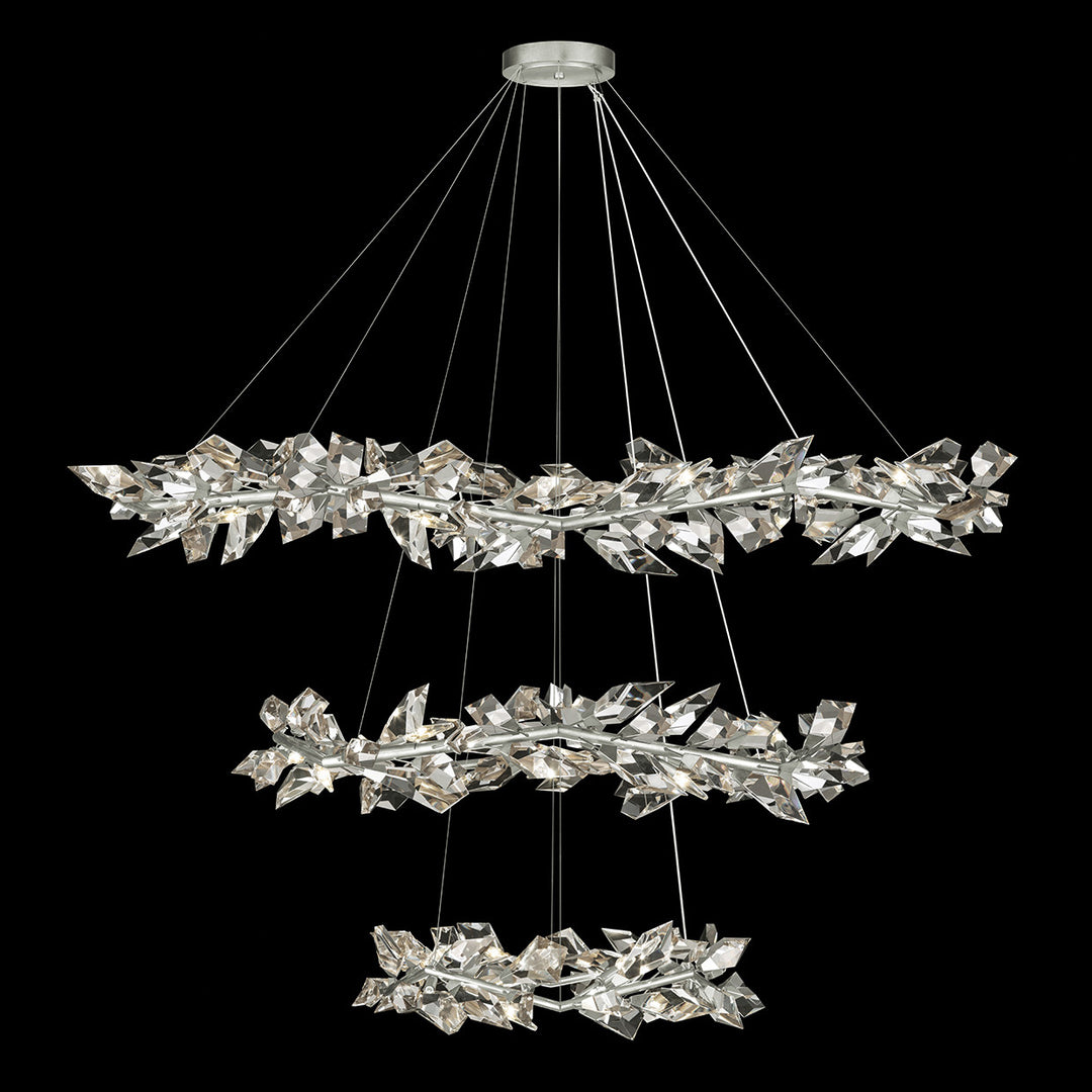 Fine Art Handcrafted Lighting Foret 71"W Round Pendant 921940 in Standard Silver Leaf (921940-1ST)