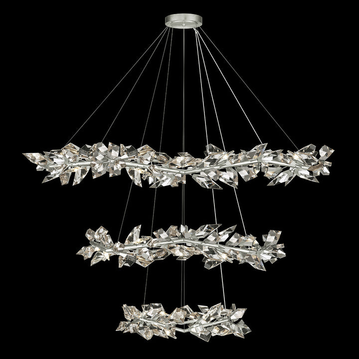 Fine Art Handcrafted Lighting Foret 71"W Round Pendant 921940 in Standard Silver Leaf (921940-1ST)