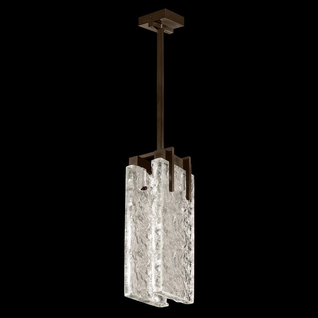 Fine Art Handcrafted Lighting Terra 7.75"W Rectangular Pendant 931040 in Bronze, Clear Glass (931040-41ST)
