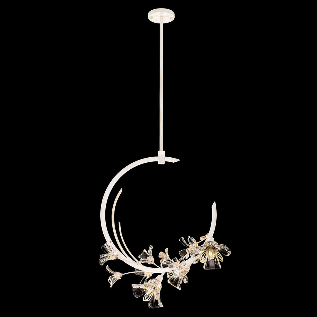 Fine Art Handcrafted Lighting Azu 19"W Linear Pendant 918140 in White Gesso with White and Gold Details (918140-3ST)
