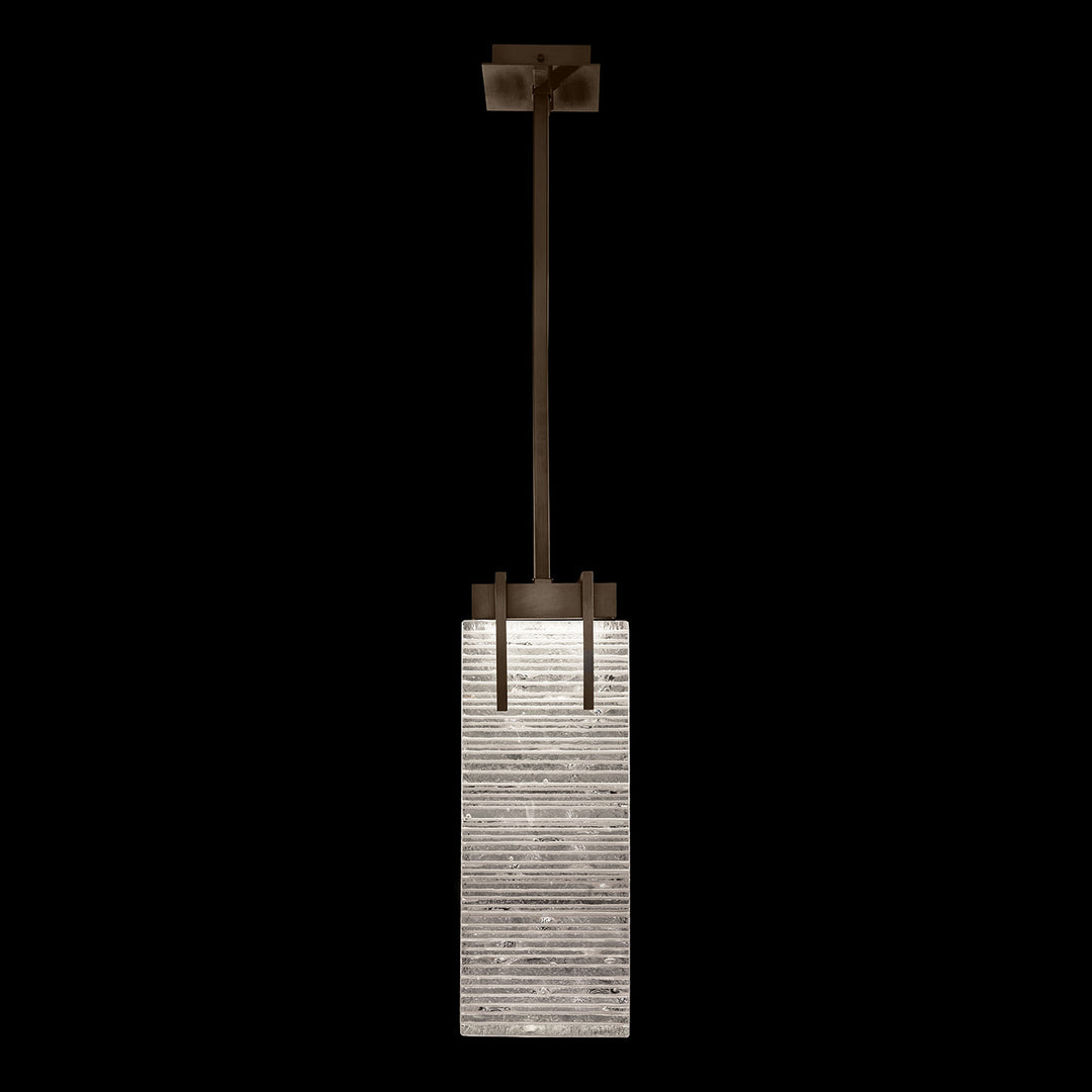 Fine Art Handcrafted Lighting Terra 7.75"W Rectangular Pendant 931040 in Bronze, Rake Clear (931040-45ST)