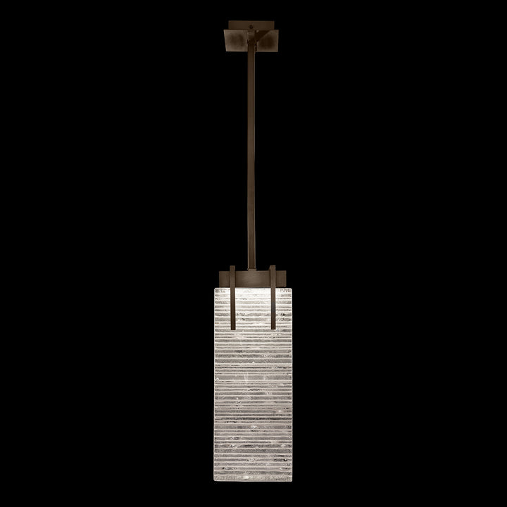 Fine Art Handcrafted Lighting Terra 7.75"W Rectangular Pendant 931040 in Bronze, Rake Clear (931040-45ST)