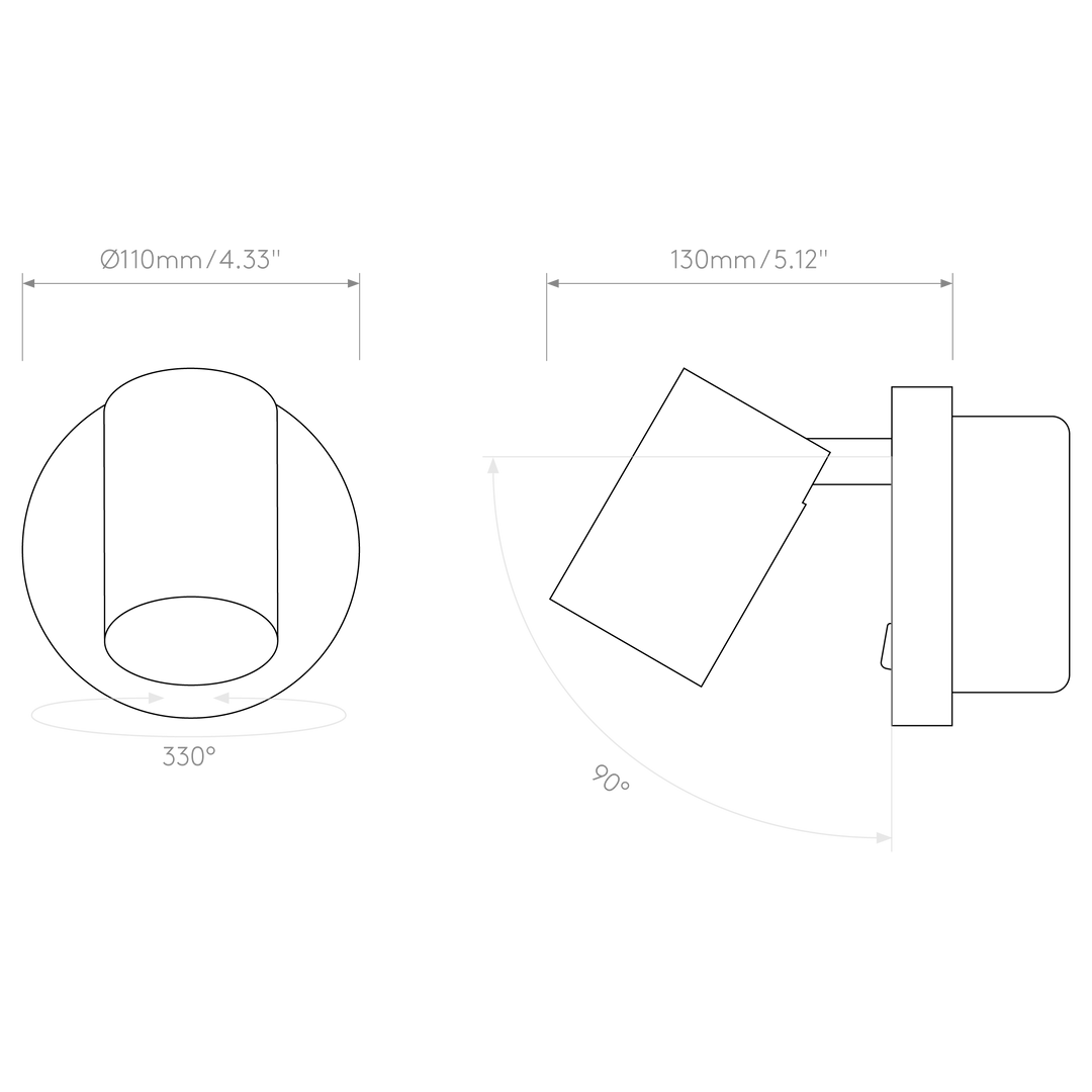 Astro Lighting Ascoli Single Switched dimension diagram