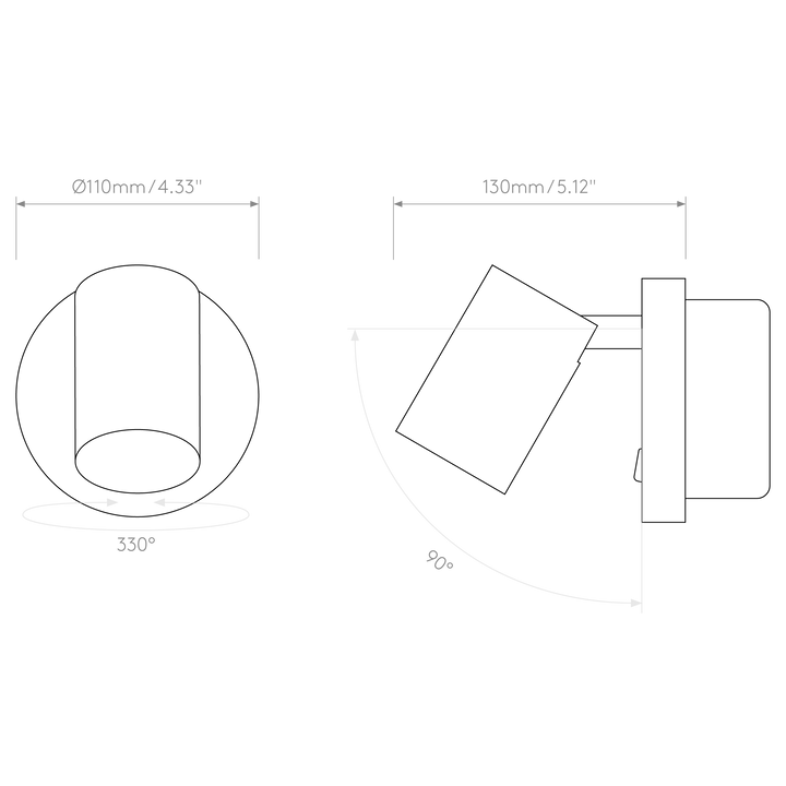 Astro Lighting Ascoli Single Switched dimension diagram