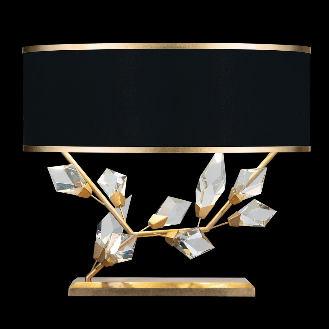 Fine Art Handcrafted Lighting Foret 21.5"H LSF Table Lamp in Standard Gold Leaf w/Black Fabric & Gold Inner Lining Shades (908510-21ST)