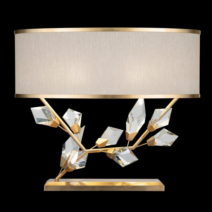 Fine Art Handcrafted Lighting Foret 21.5"H LSF Table Lamp in Standard Gold Leaf w/Champagne Fabric Shade (908510-2ST)