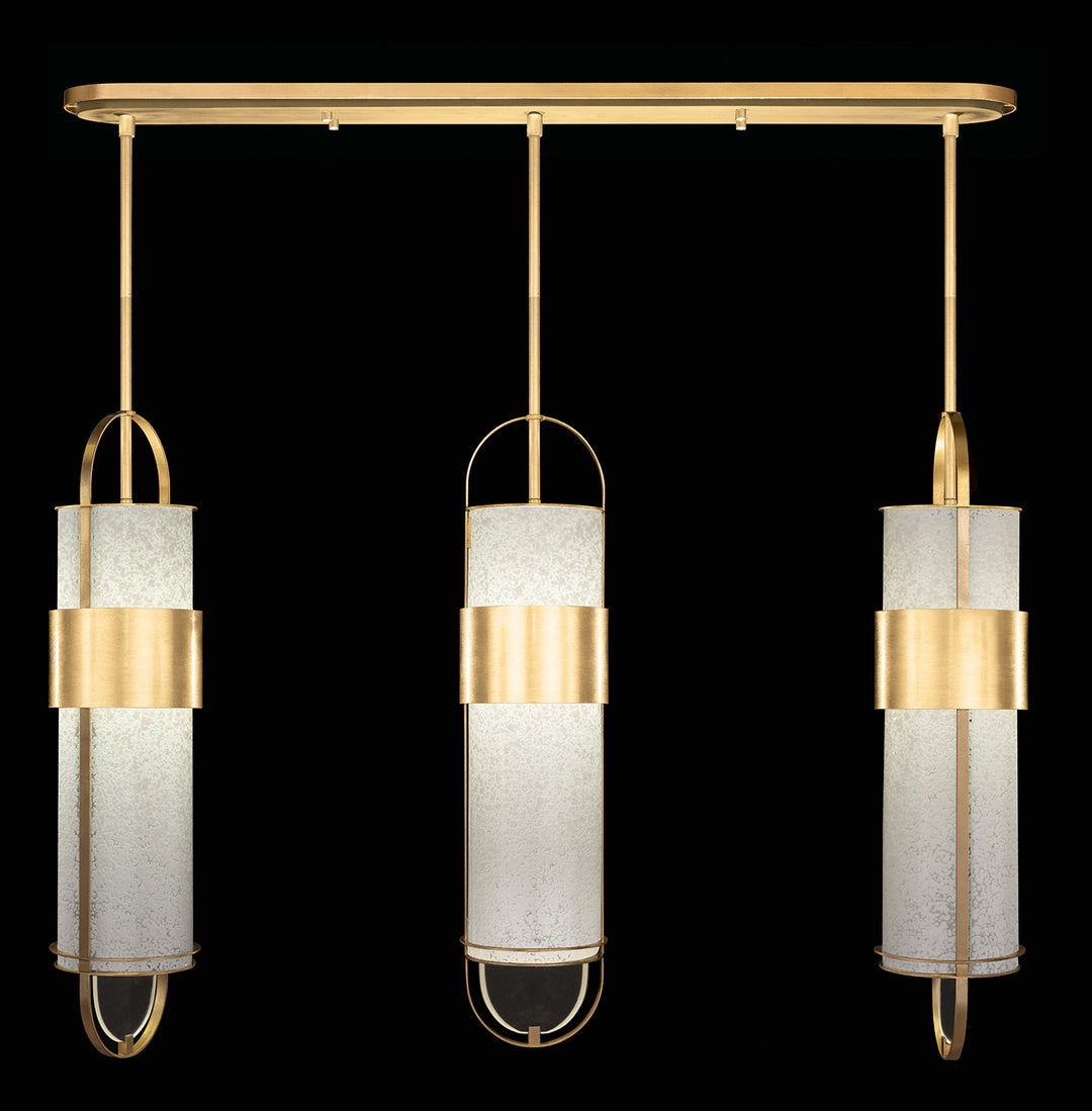 Fine Art Handcrafted Lighting Bond 48"W Linear Pendant in Standard Gold Leaf, Bahama Sand (926140-32ST)