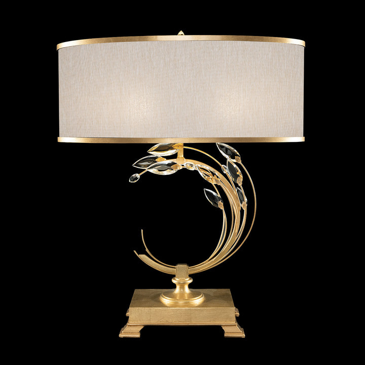 Fine Art Handcrafted Lighting Crystal Laurel 31"H LSF Table Lamp in Standard Gold Leaf w/Champagne Fabric Shade (771510-SF33)